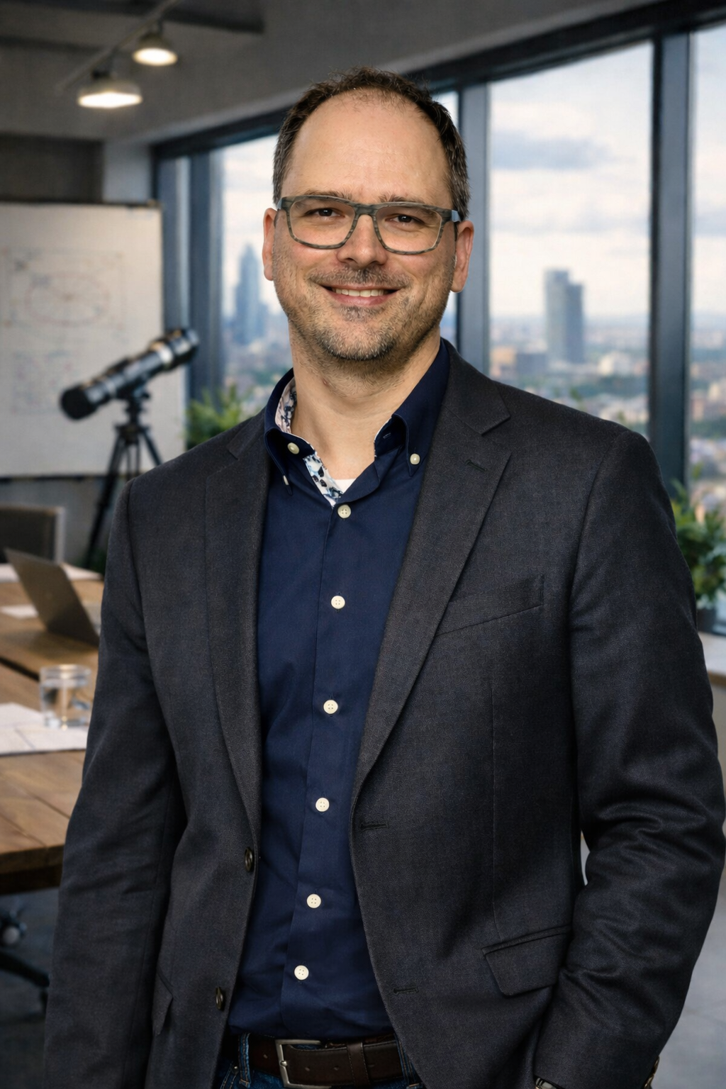 David Wiesneth, industrial engineering consultant, in his office